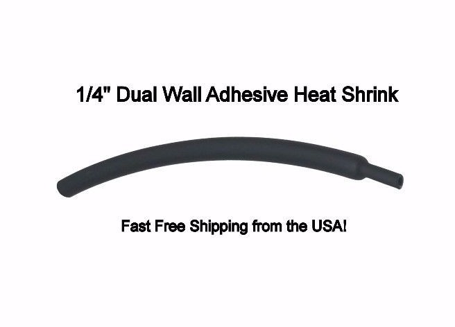 25x 6" Pcs 1/4" Black 3:1 Heat Shrink Tubing Adhesive Lined Dual Wall (12.5Feet)