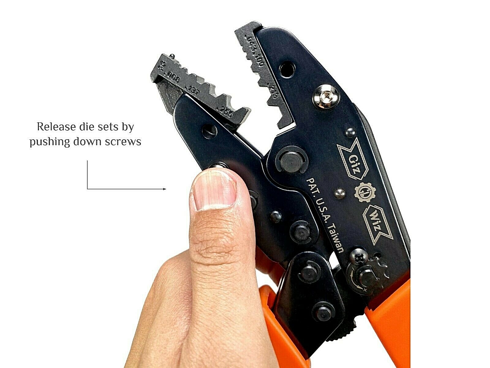 Quick Change Ratchet Crimp Tool 2 Die Non-insulated Flag Ring Terminal AWG 22-8