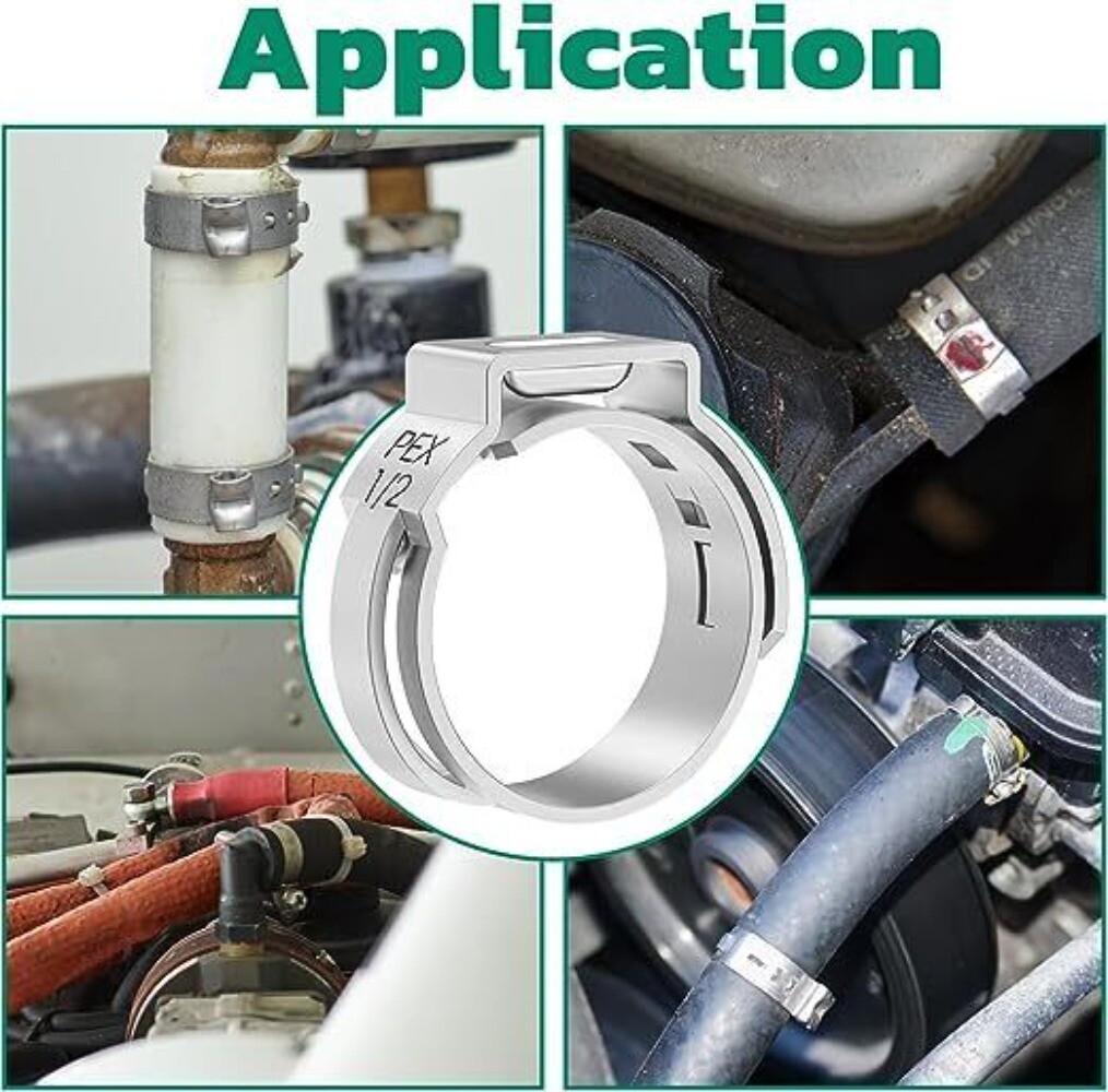 260PCS 304 Stainless Steel Single Ear Stepless Hose Clamps 6.5-21mm Kit or Plier