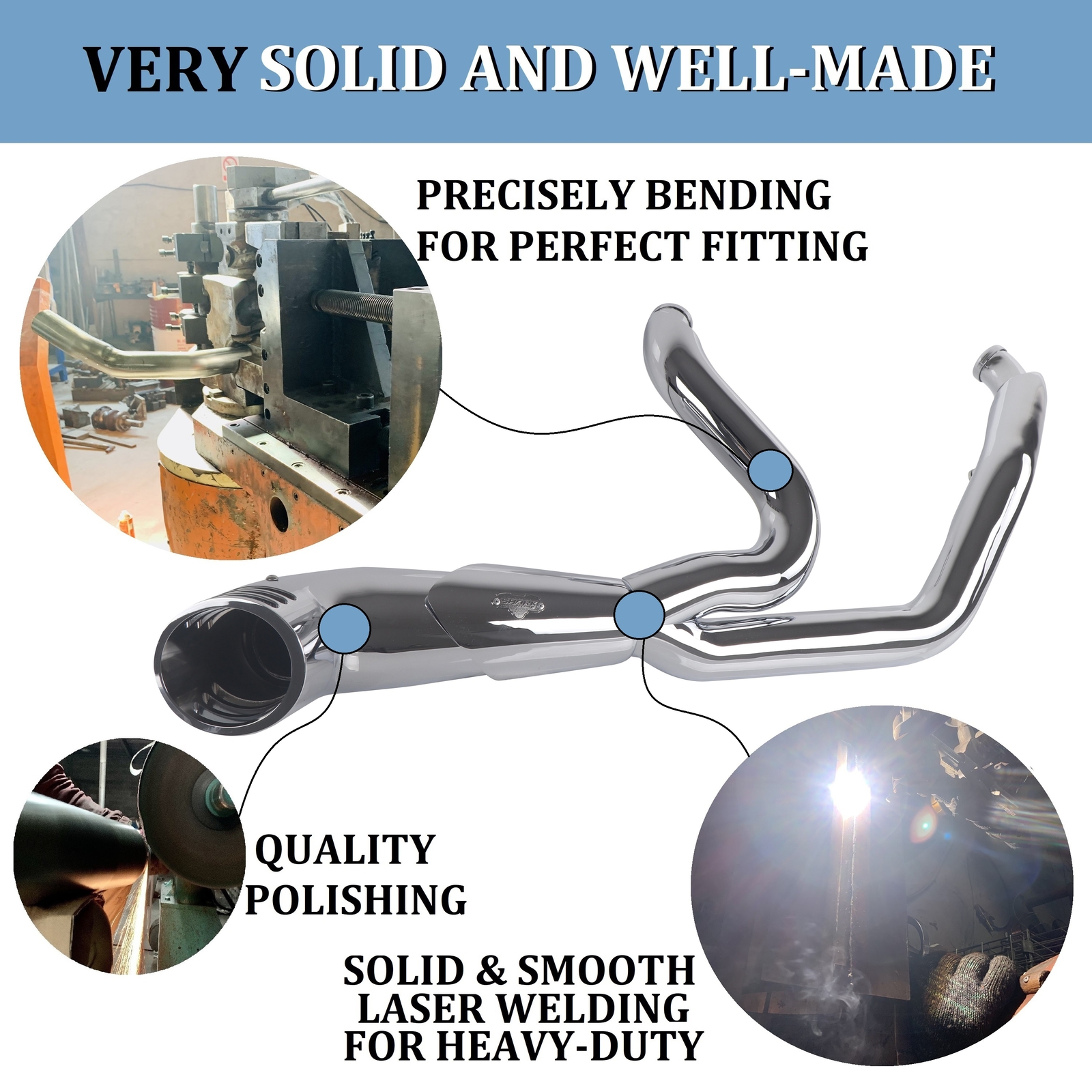 2 Into 1 Exhaust Pipes for Harley 1995-2016 Full Exhaust System Upgrading Chrome