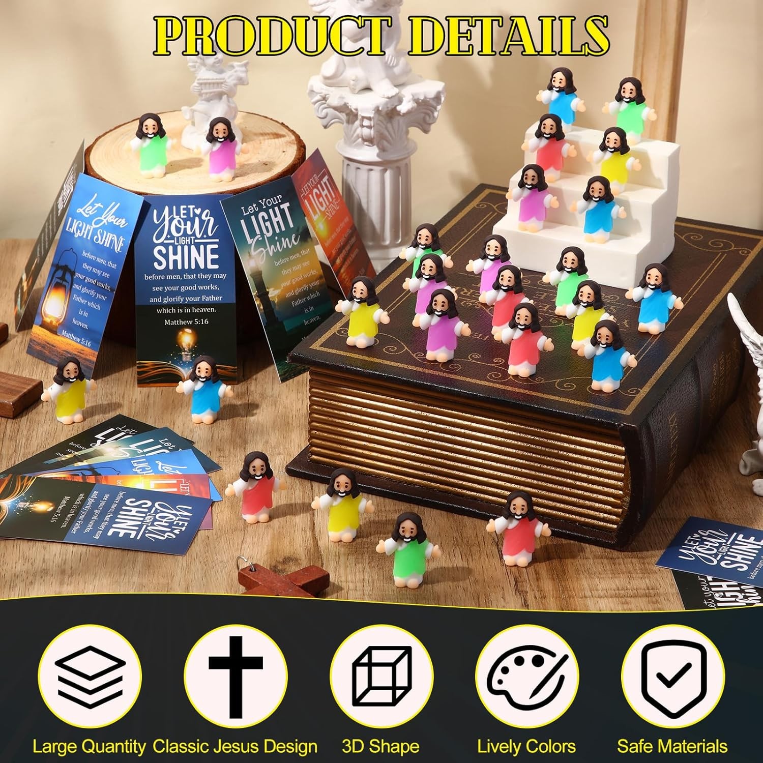 25 Sets Little Jesus Figurines Mini Figurines Bulk Glow in The Dark Tiny Luminou