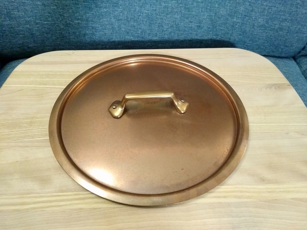 Incredible Large Hammered French Copper Rondeau Pot & Lid (Mauviel?) 2.5mm 28cm