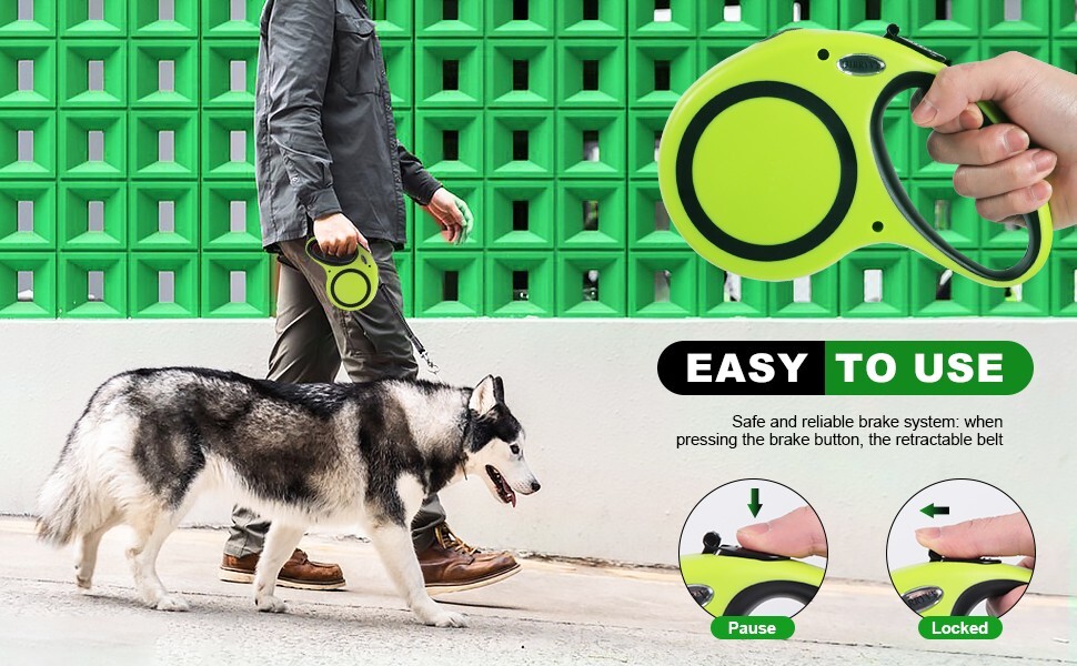 Retractable Dog Leash 30 FT, Heavy Duty Dog Leash for Dogs 77 lbs, 360° NoTangle