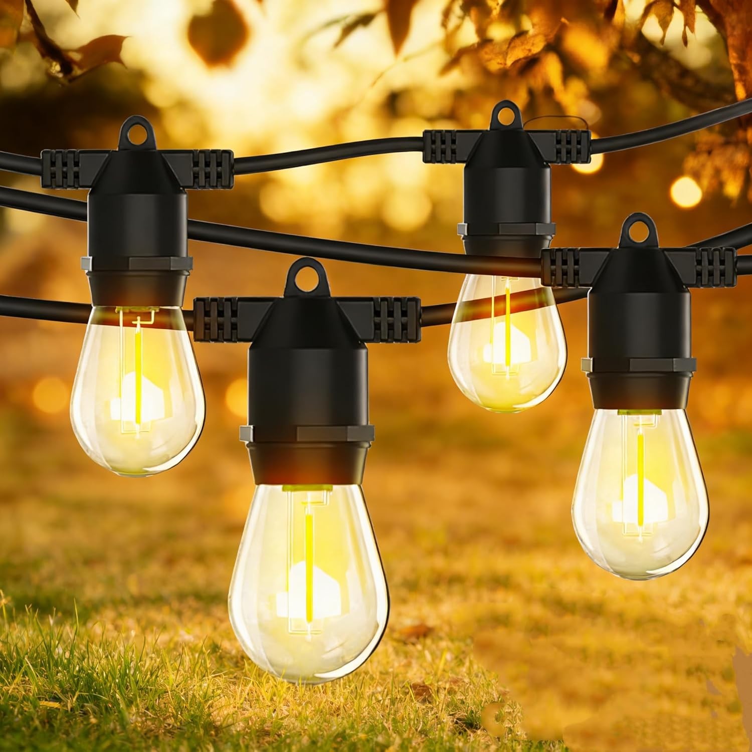 27ft Shatterproof LED String Lights IP65 Outdoor 10 Bulbs E26 Warm White for Gar
