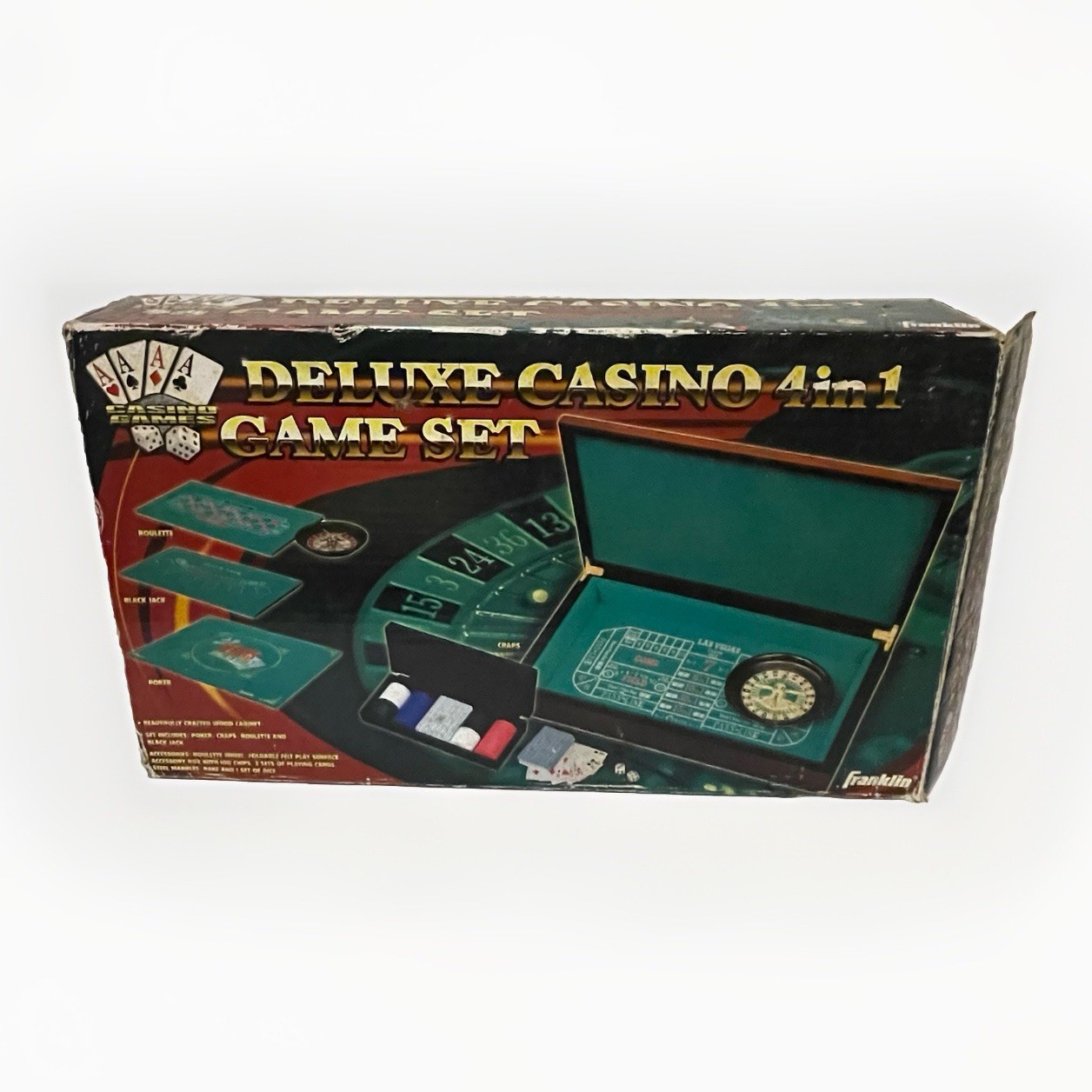 Franklin Deluxe Casino 4 In 1 Game Set Poker Craps Roulette Black Jack Complete