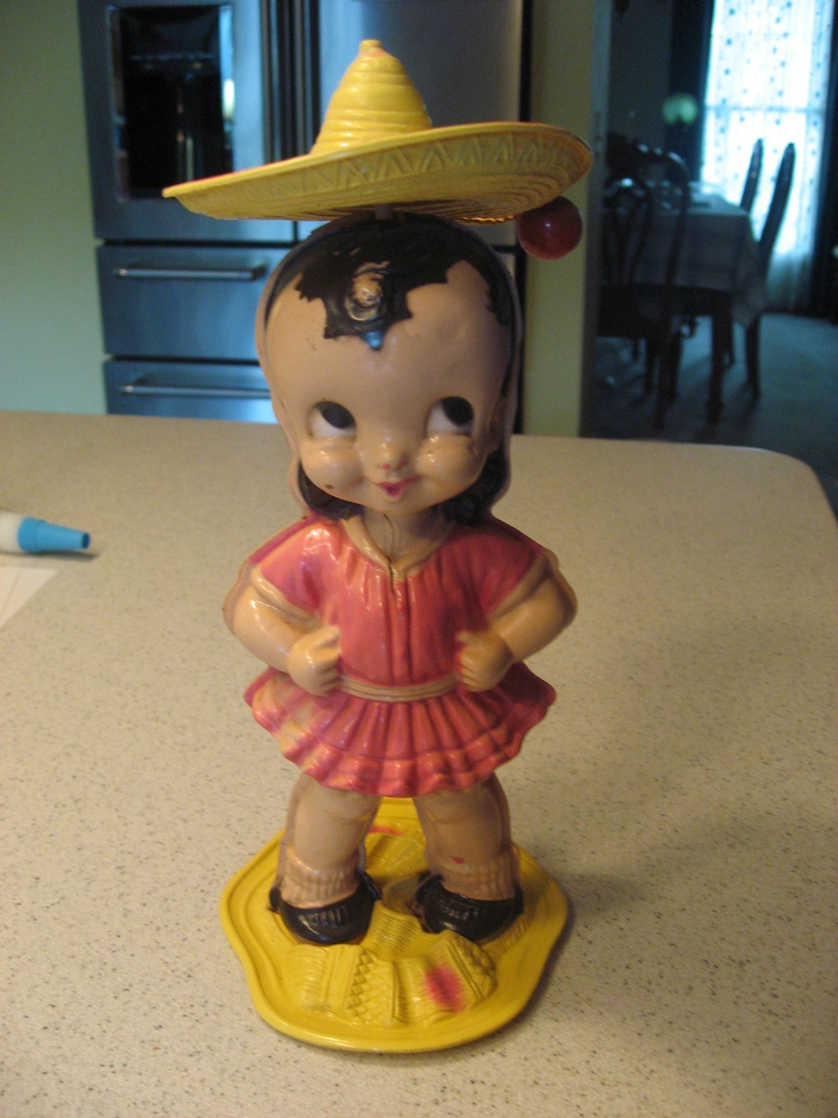Vtg Irwin Toys Celluloid Dancing Senorita Wind-Up Toy - Not Working