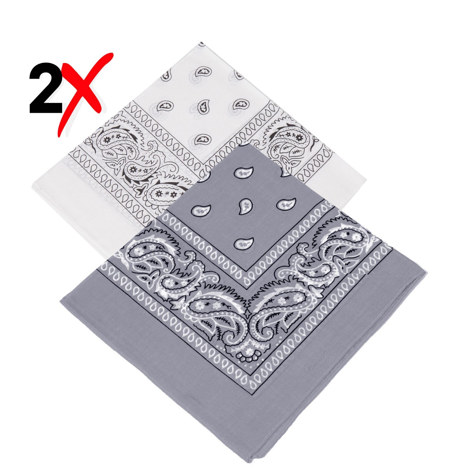 2-Pack Bandana 100% Cotton Paisley Print Double-Sided Scarf Head Neck Face Mask