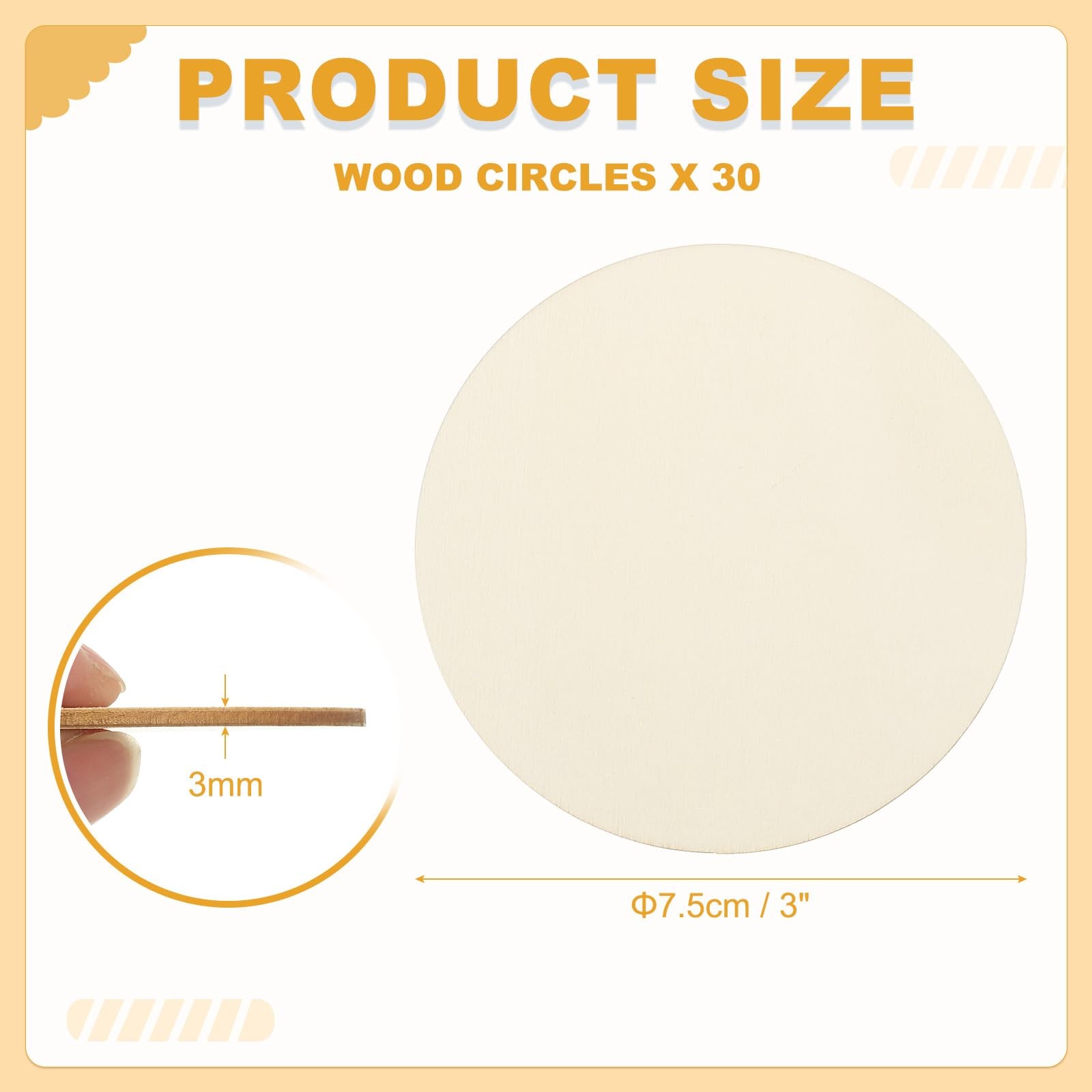 30 Pcs 3 Inch Unfinished Wood Circles Round Blank Wooden Discs for DIY Crafts