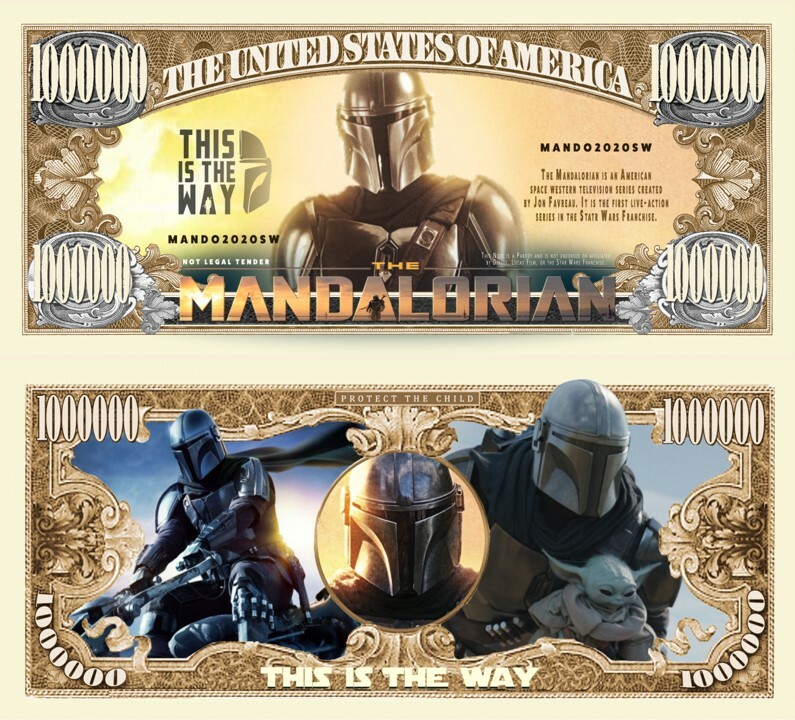 Star Wars Set of 7: Million Dollar Bill Funny Money Novelty Notes +FREE SLEEVES