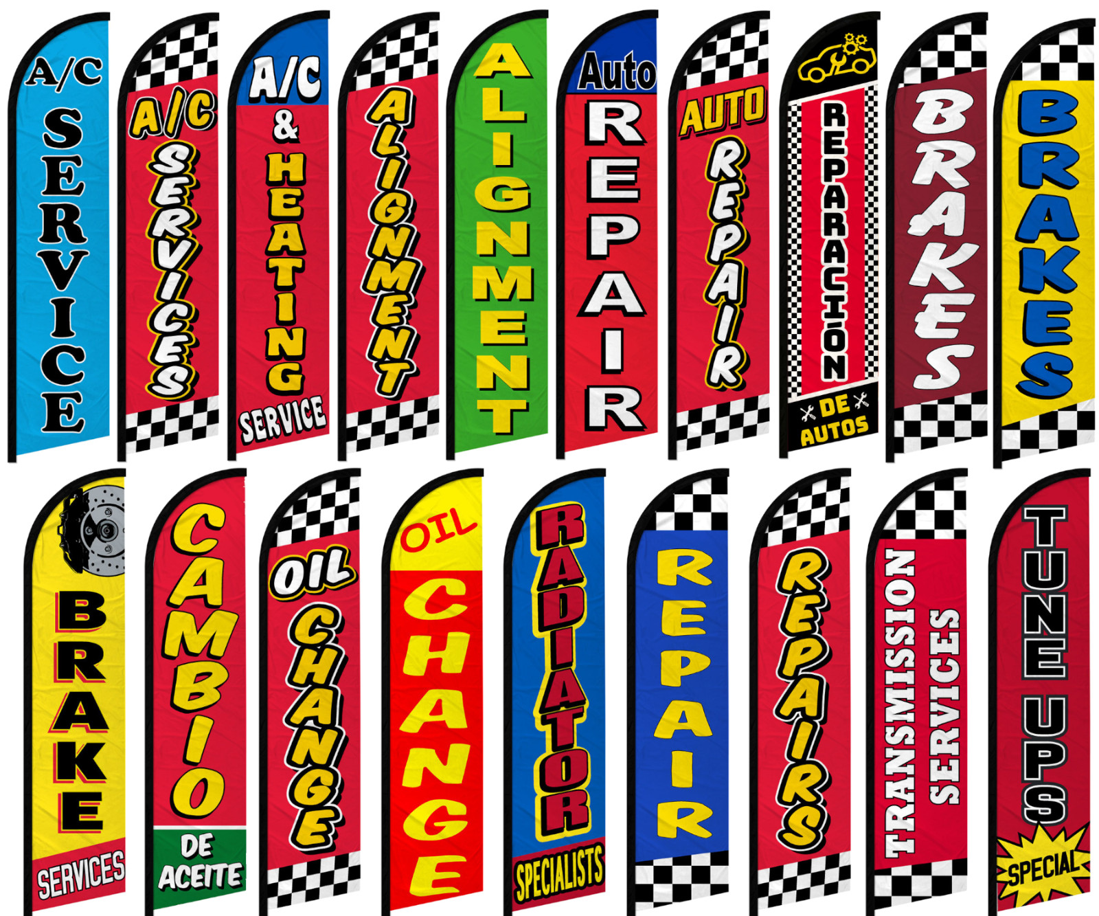 Mechanic Windless Advertising Swooper Flag Brakes Oil Change Transmission