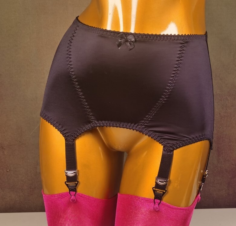 New Allacki 6 Straps Retro Satin Girdle Garter Belt Tummy Control Shapewear