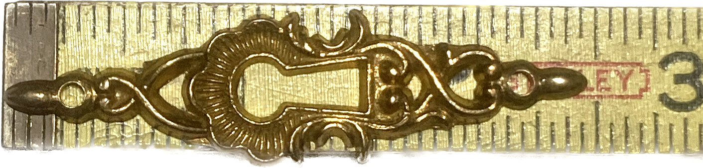 Brass Keyhole Cover Escutcheon Ornate Vertical For Furniture