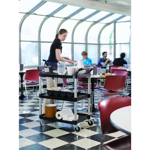 Rubbermaid Commercial Fg342488bla Dual-Handle Utility Cart With Lipped Plastic