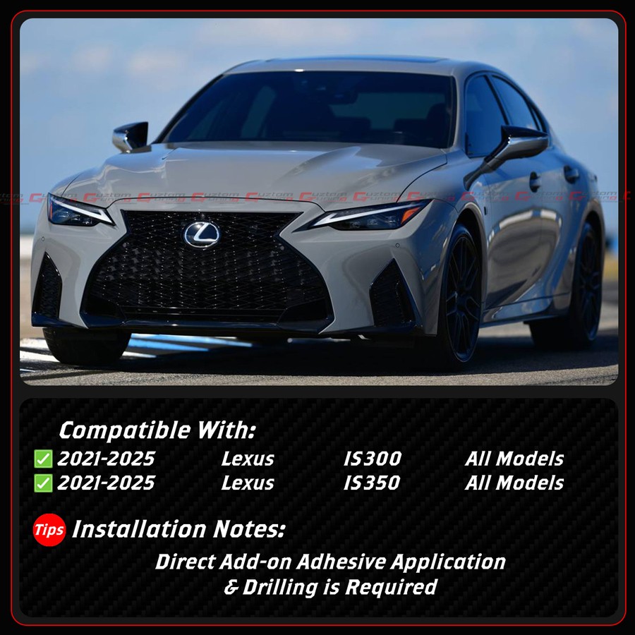 For 21-25 Lexus IS300 IS350 CTM V1 Gloss Black Rear Diffuser + Corner Extensions