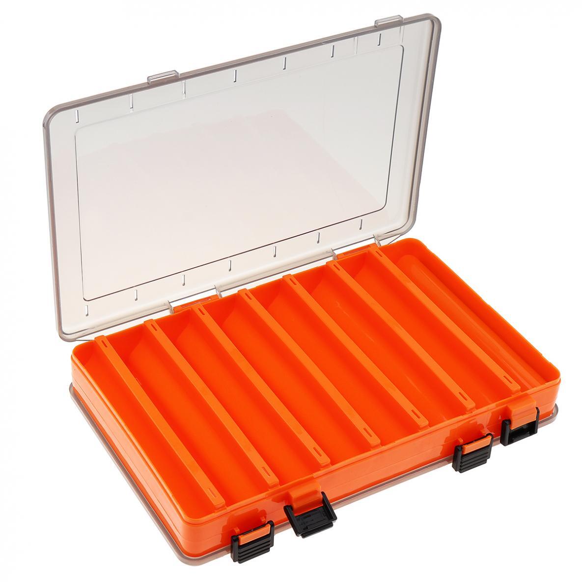 Double Sided Tackle Storage Box14 Tray Plastic Fishing Lure Bait Organizer Case