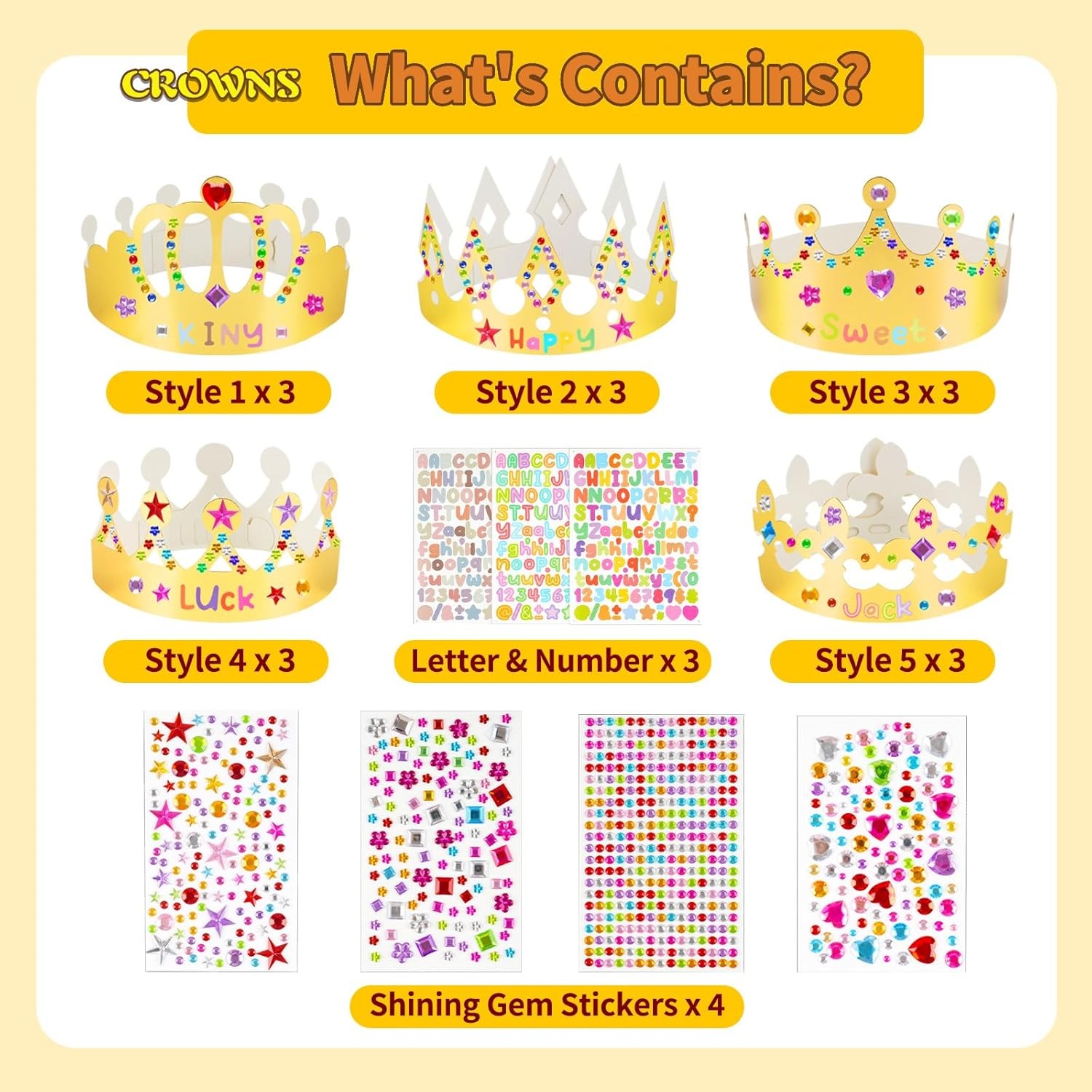 Gold Paper Crowns, 15 Pcs DIY Birthday Party King & Princess Crown...