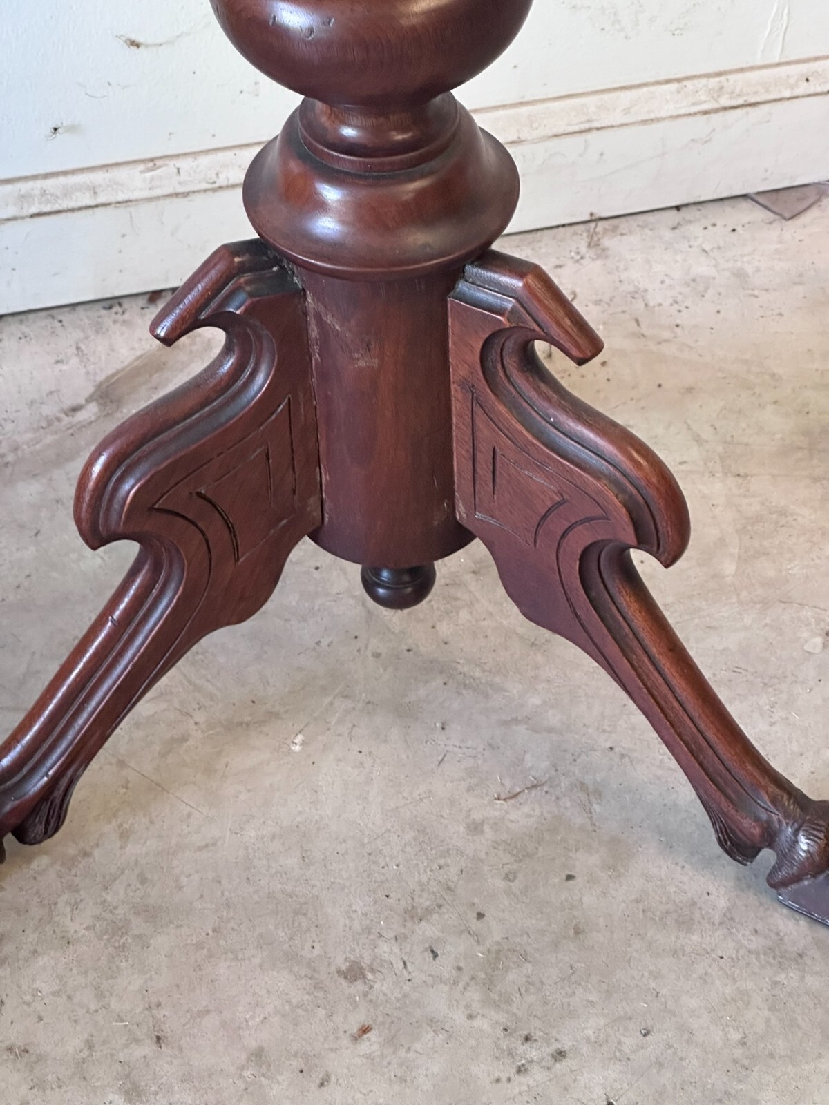 Antique Rennaissance Revival Victorian walnut stand Card Table Pedestal 1870