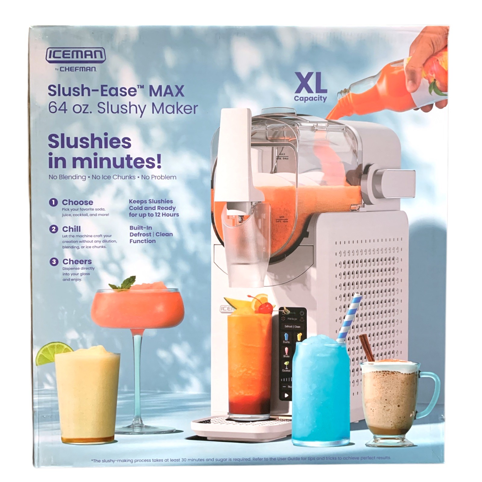 Iceman Slush-Ease Slushy Maker with Customizable Thickness, 64oz, White