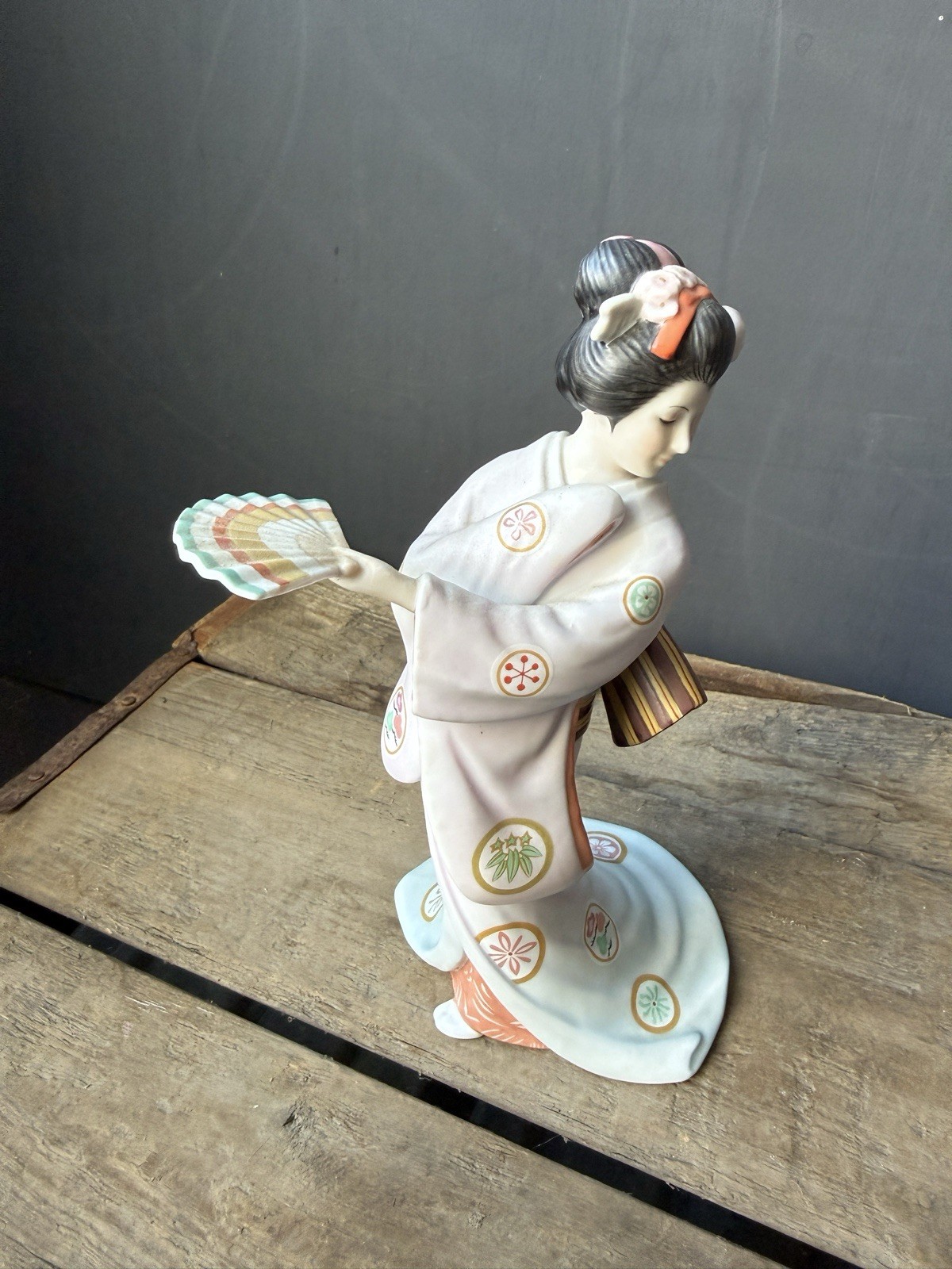VTG Japanese Porcelain Figure Yoshimatsu Kasai Maiden of the Fluttering Fan