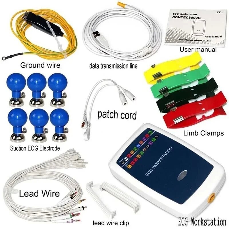 PC-Based ECG Workstation System, 12-Lead Portable Resting ECG EKG Machine