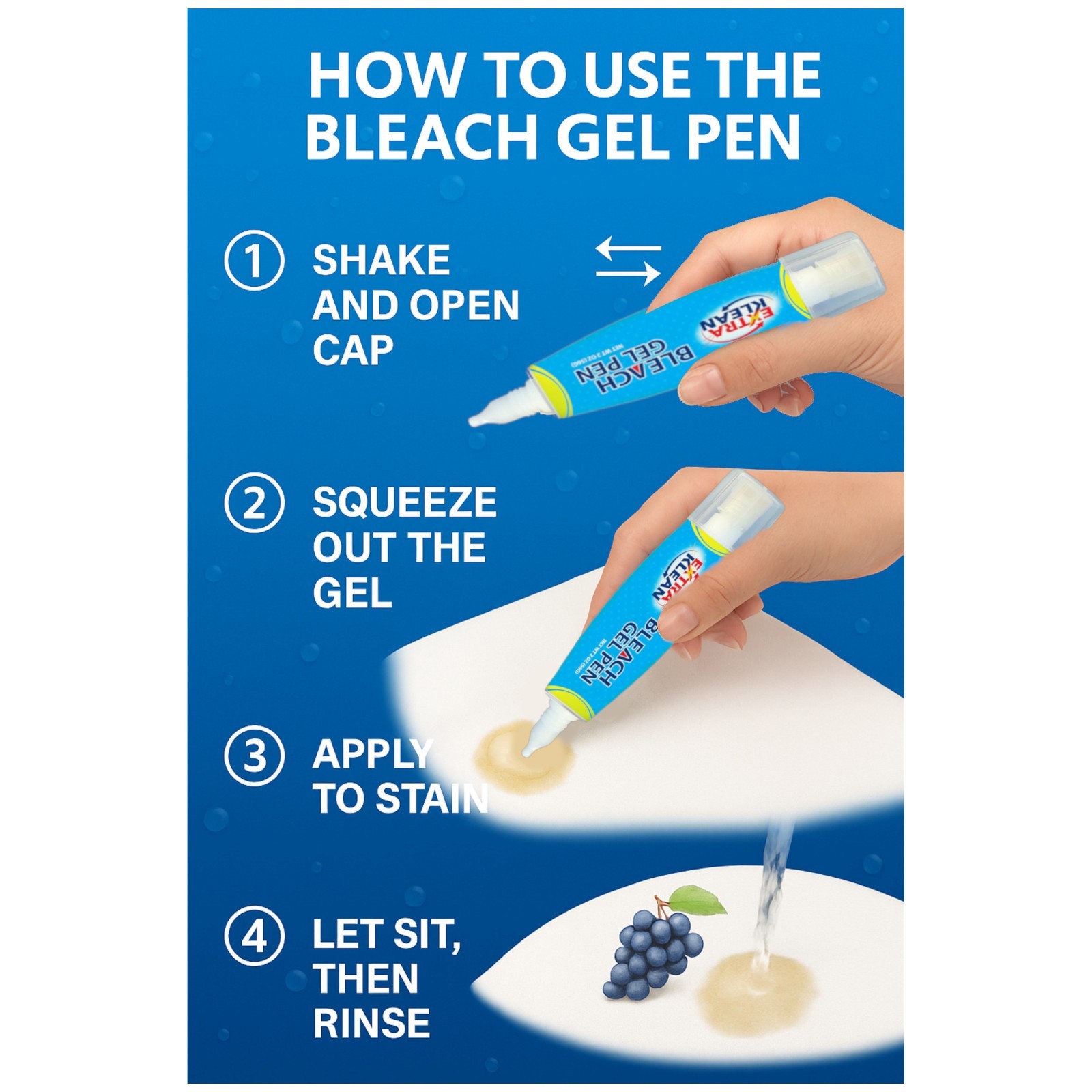 Bleach Gel Pen For Whites Dual Tipped 2 OZ NEW (Ship From USA)