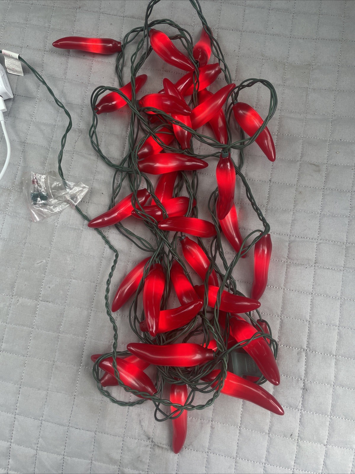 35 Red Chili Pepper Lights Soft Rubber Tested Working Vintage 1996 Kitchen Decor