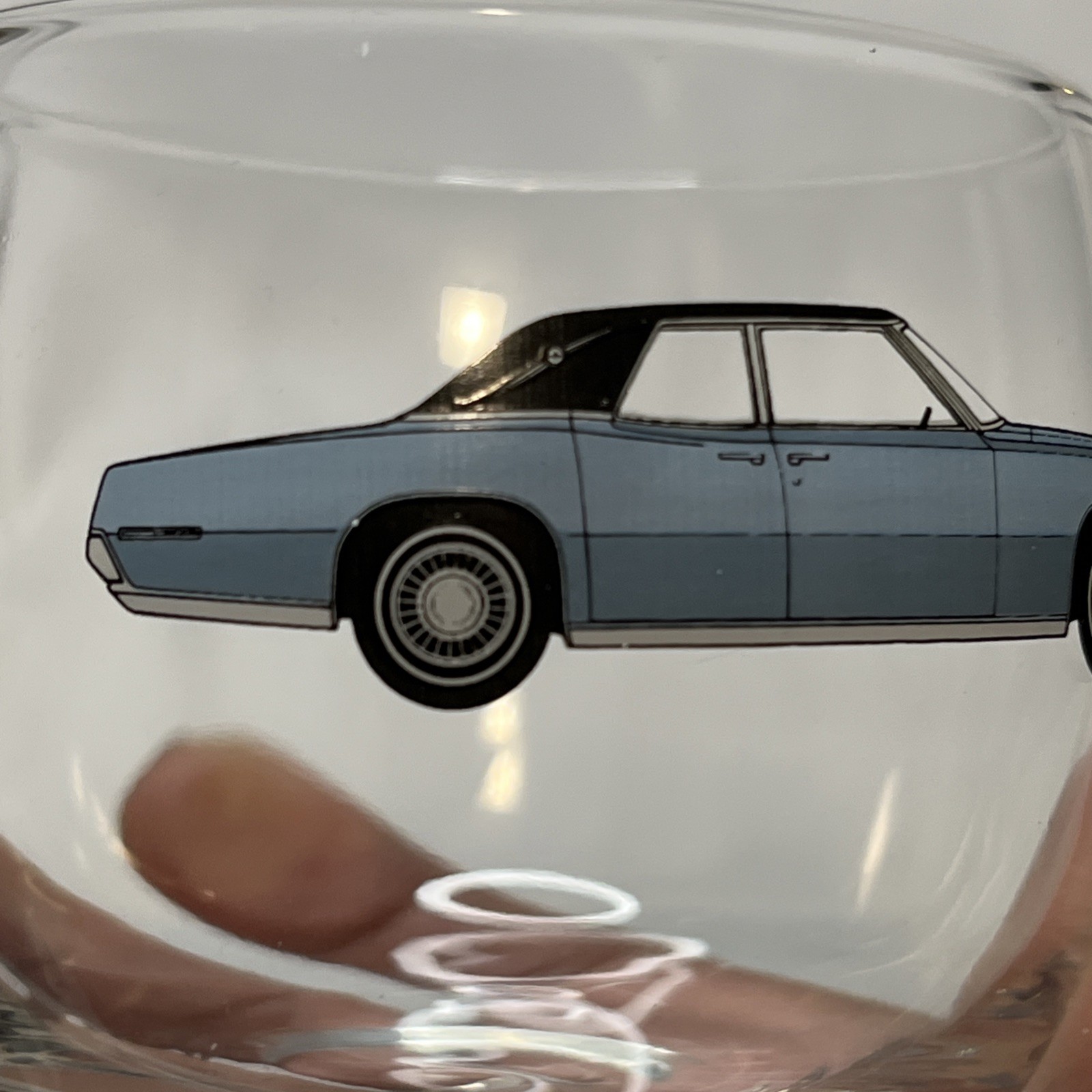 1968/69 Ford Thunderbird Dealer Promotional Roly Poly Low Ball Whiskey Glass