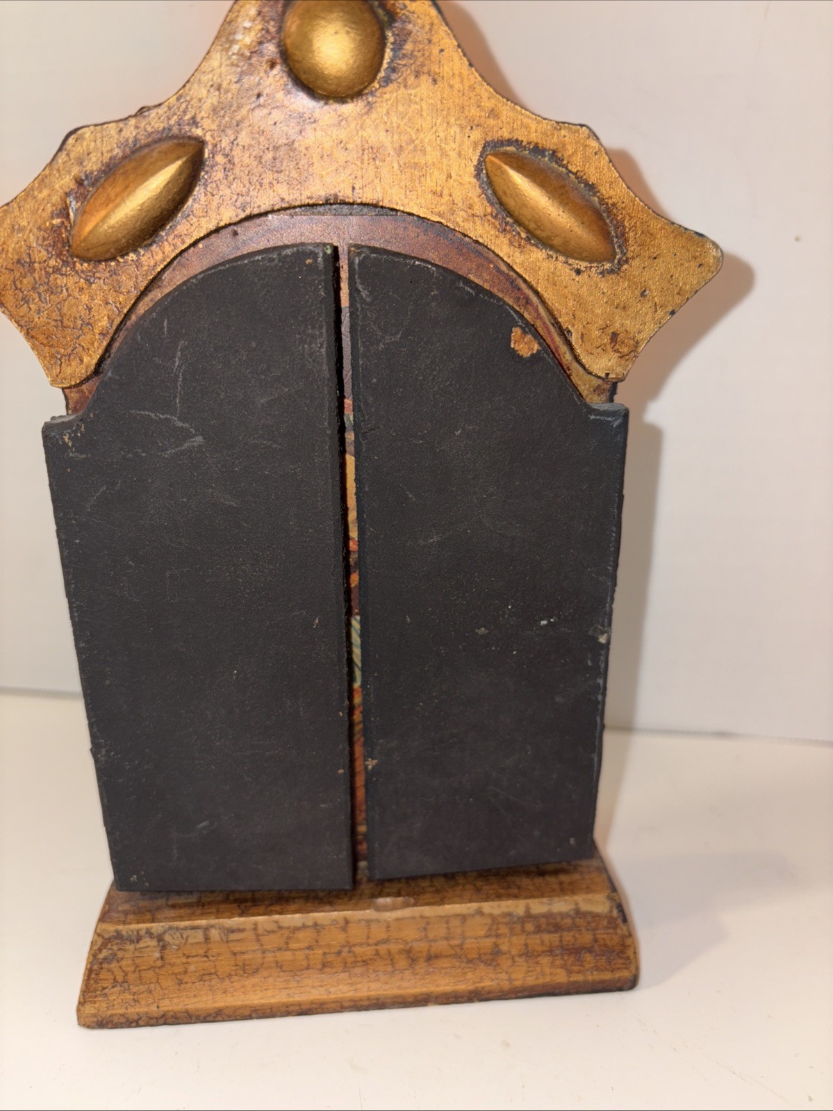 Religious Florentine Triptych Wood Plaque Gold Gilt Icon Relic Print