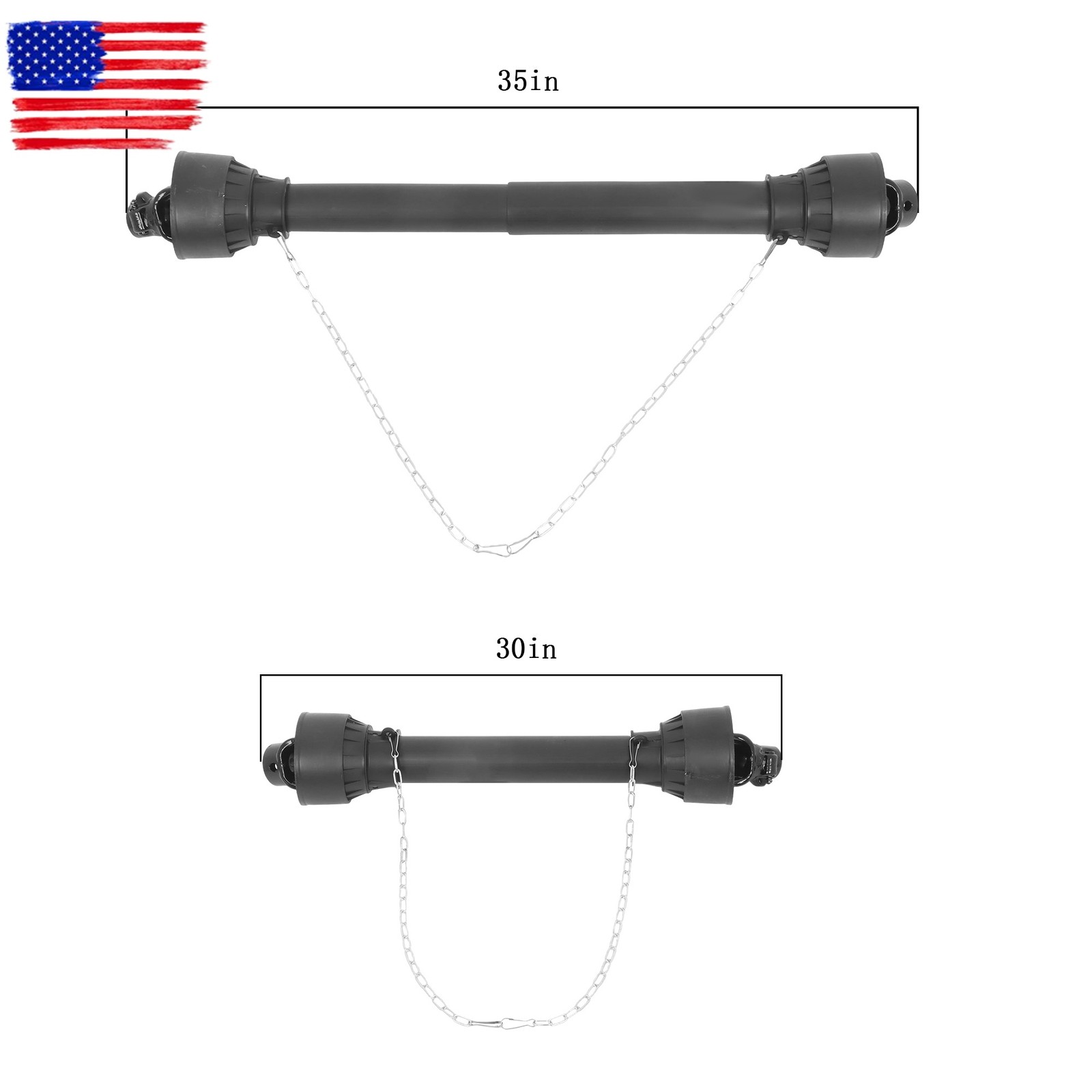 PTO Shaft PTO Driveshaft for Tractor 1-3/8" Spline/Round Ends 30-39" Black