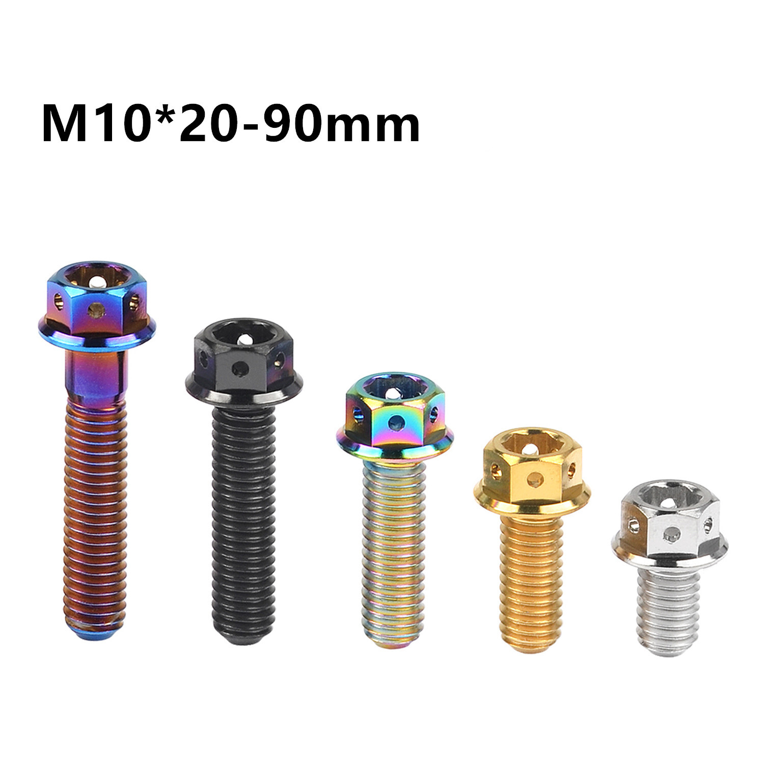 4 Pcs Titanium Bolt M10x1.25/1.5mm Hex Flange Head 20,25,30,35,40,45,50,55-90mm