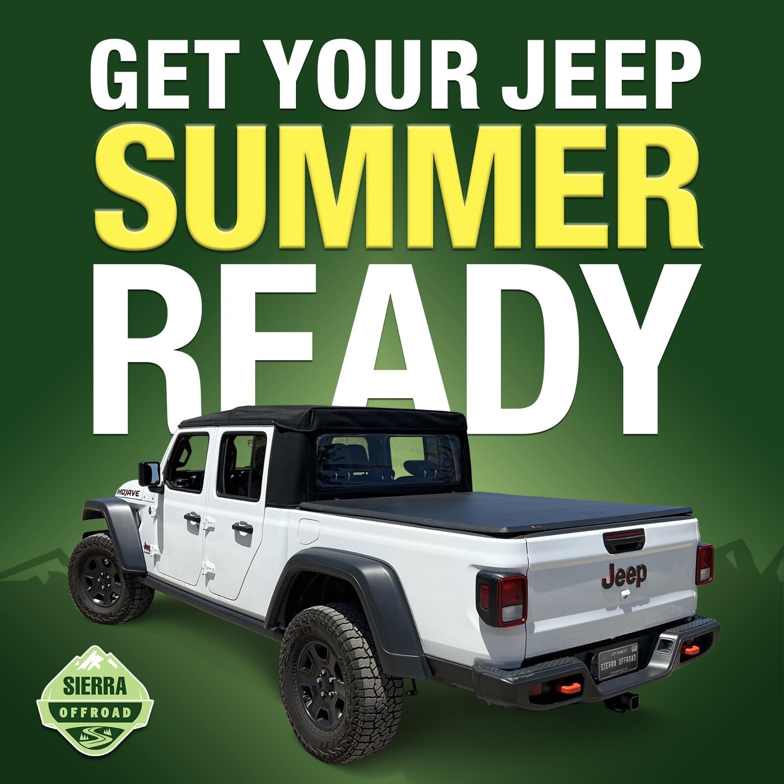 Sierra Offroad Soft Top for 2020 - 2026 Jeep Gladiator JT Black Sailcloth Vinyl