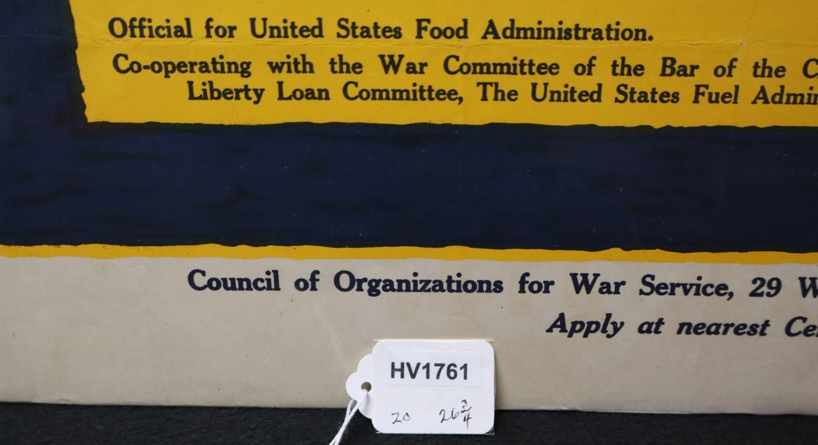 WWI US Homefront WAR INFORMATION No Charge Uncle Sam Poster 26 3/4 x 20 Inches