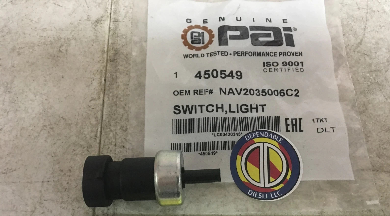 PAI 450549 Parking Brake Light Switch for International Ref 2035006C2 2035006C1