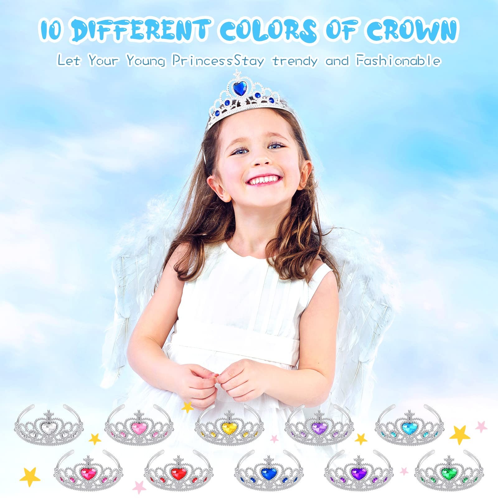 Hinly 30 Pcs Princess Crown Set Tiaras for as shown in pictures, Multicolor