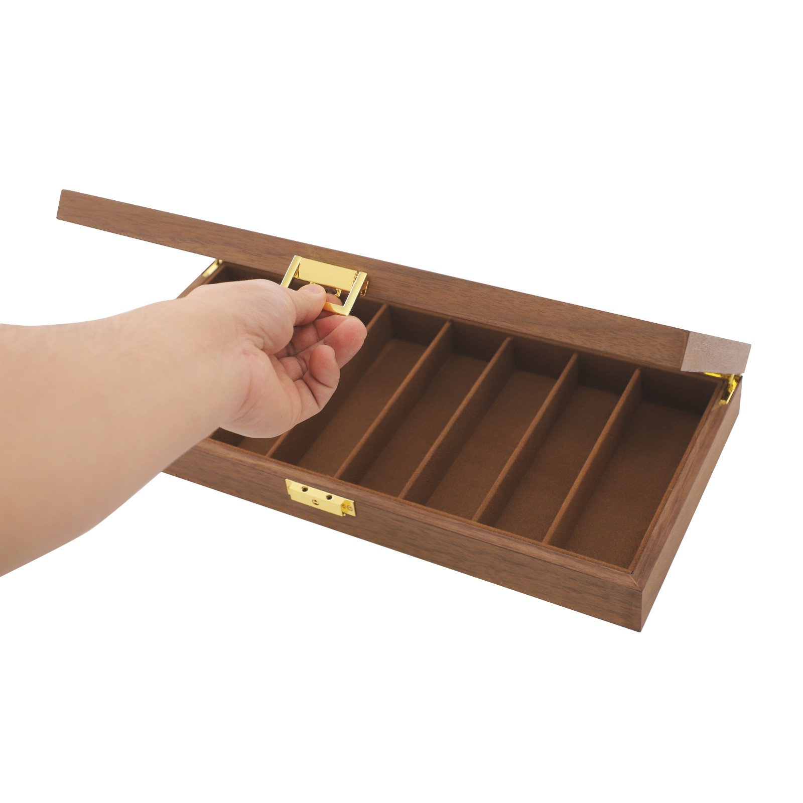 8 Compartment Knife Display Case 40*19*5 cm Glass Top Knife Storage Box