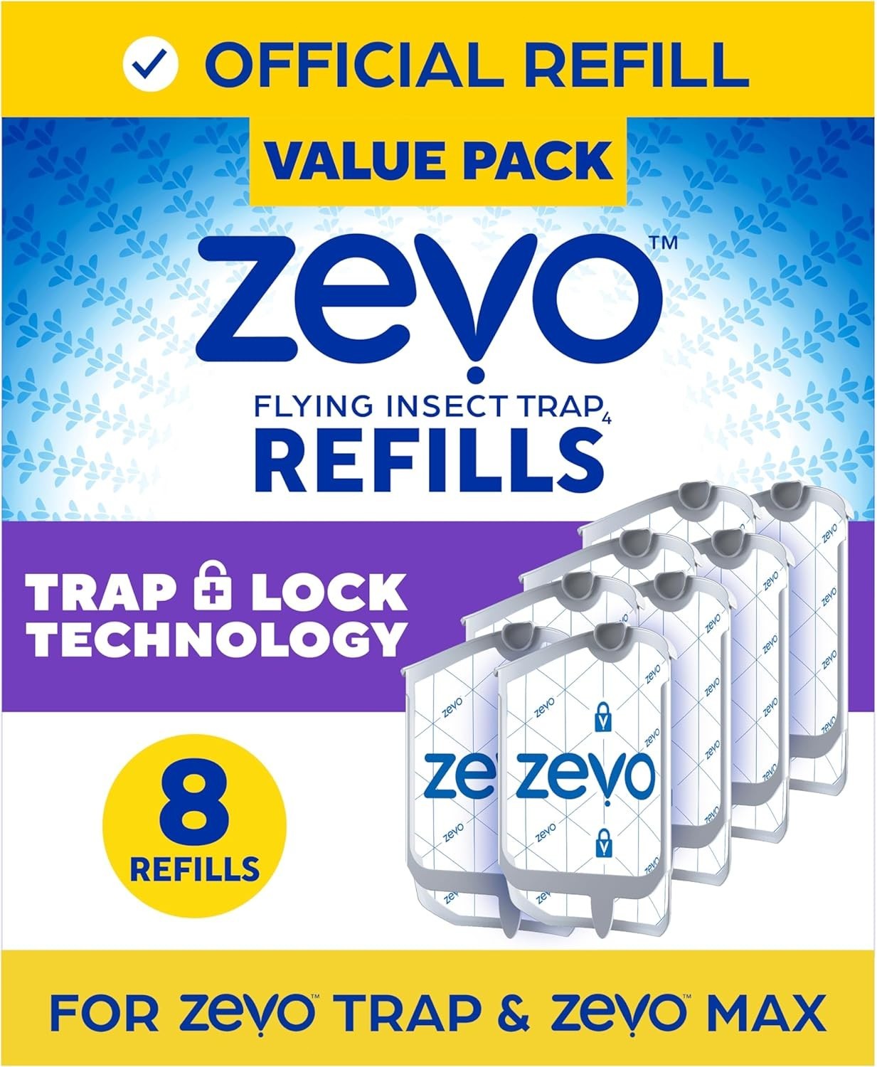 Zevo Flying Insect Trap Refill Cartridges -Easy to Use (8 Refill Cartridges)