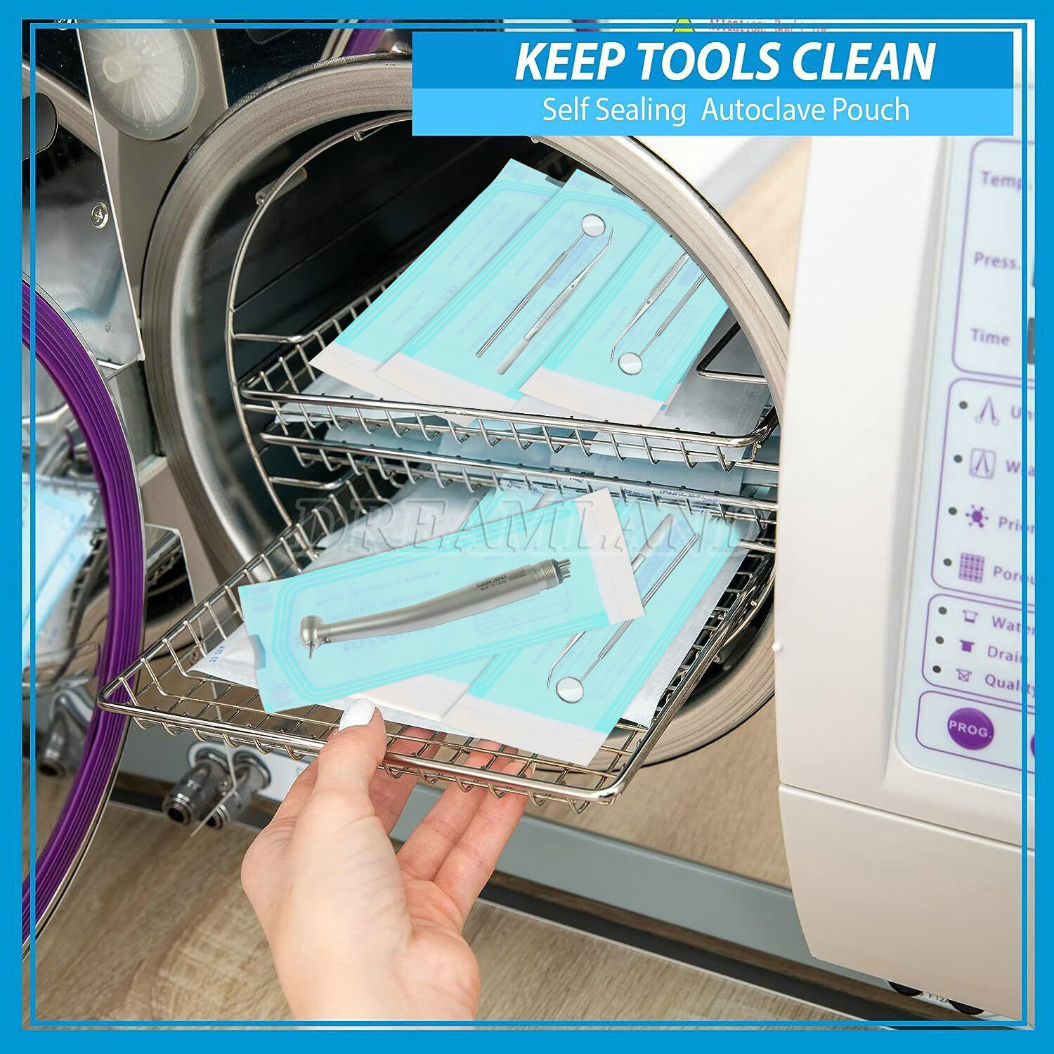 200PCS Self Seal Pouch Sterilization Bag Pouches Dental Medical 3.5" x 10"