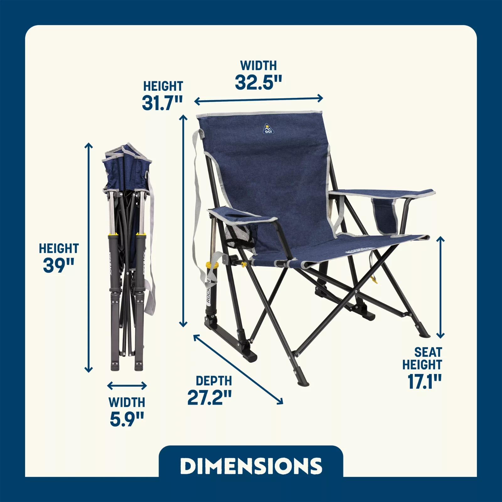 GCI Outdoor Kickback Rocker Color: Indigo Heather