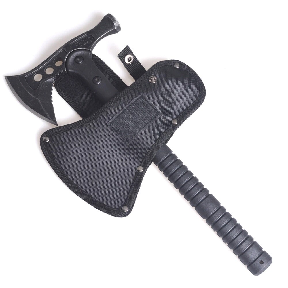 16" Camping Tactical Tomahawk Axe Hunting Survival Knife Tools w/ Nylon Sheath