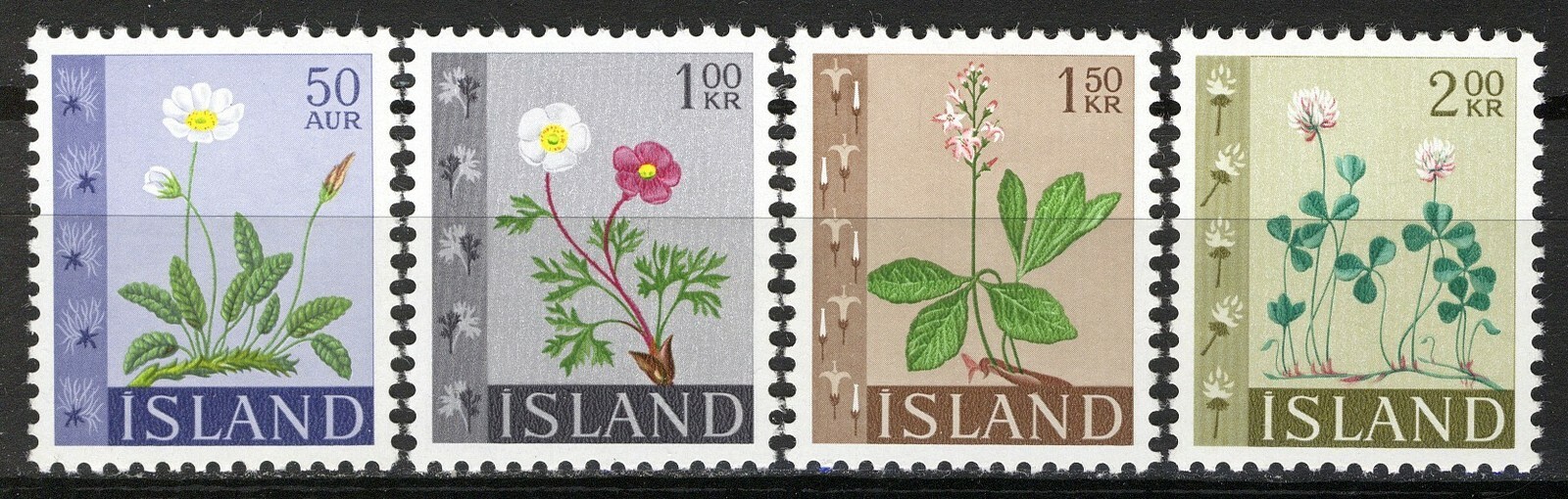 Iceland 1964, Flowers set VF MNH, Mi 381-384