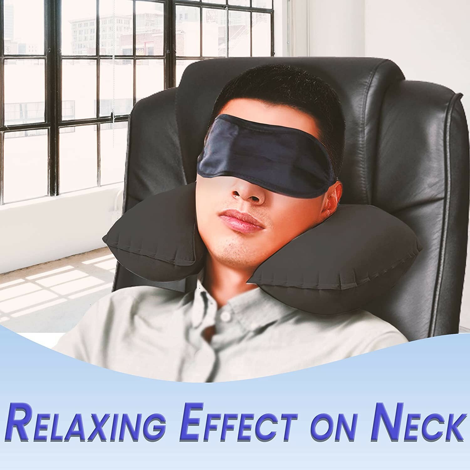 Zone Tech 3 Piece Lightweight Travel Set-Neck Pillow ,Eye Mask , Ear Plugs