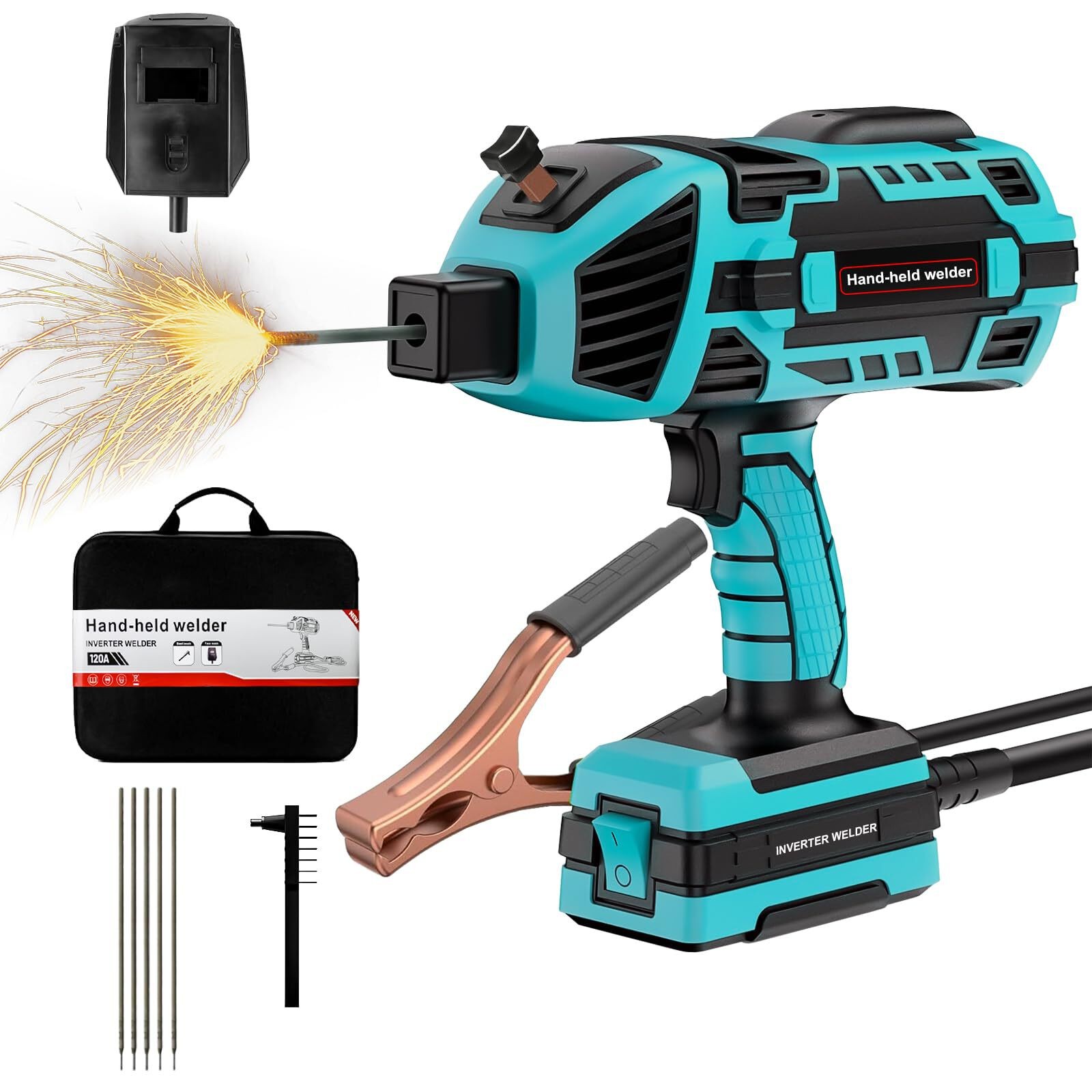 TRQWH 120A Handheld ARC Welder Kit for 1/16"-1/8" Rods 110V Stick Welder Machine