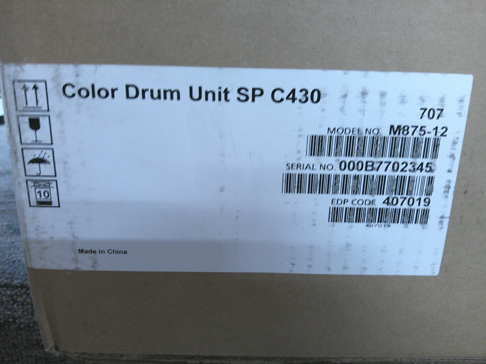 407019 M875-12 New Genuine Ricoh Savin Lanier Color Drum Set for SP C430