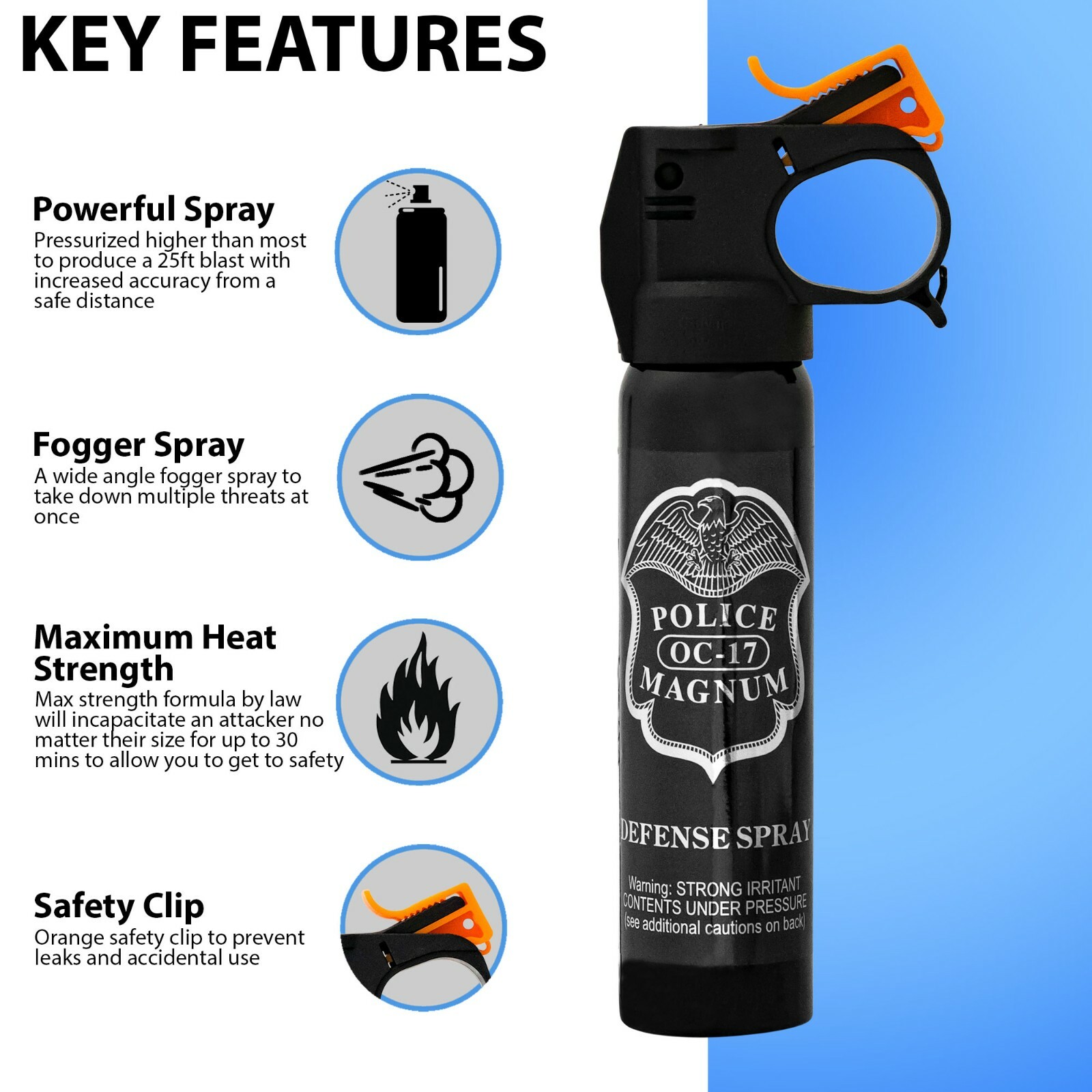 Police Magnum pepper spray 5 ounce Fire Master Fogger Defense Safety Protection