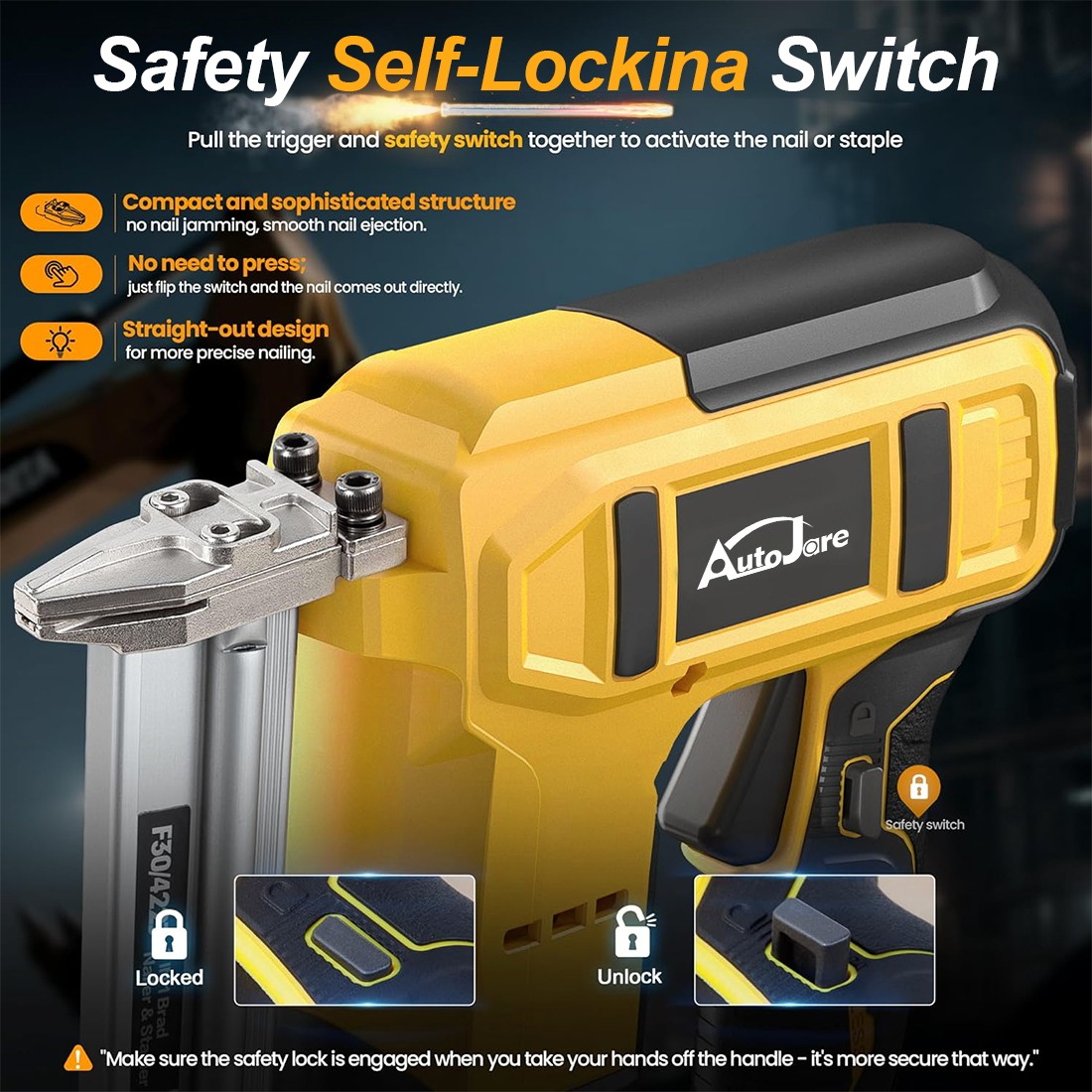 18GA Cordless Brushless Brad Nailer for Dewalt 20V Battery,2 in1 Electric Nail