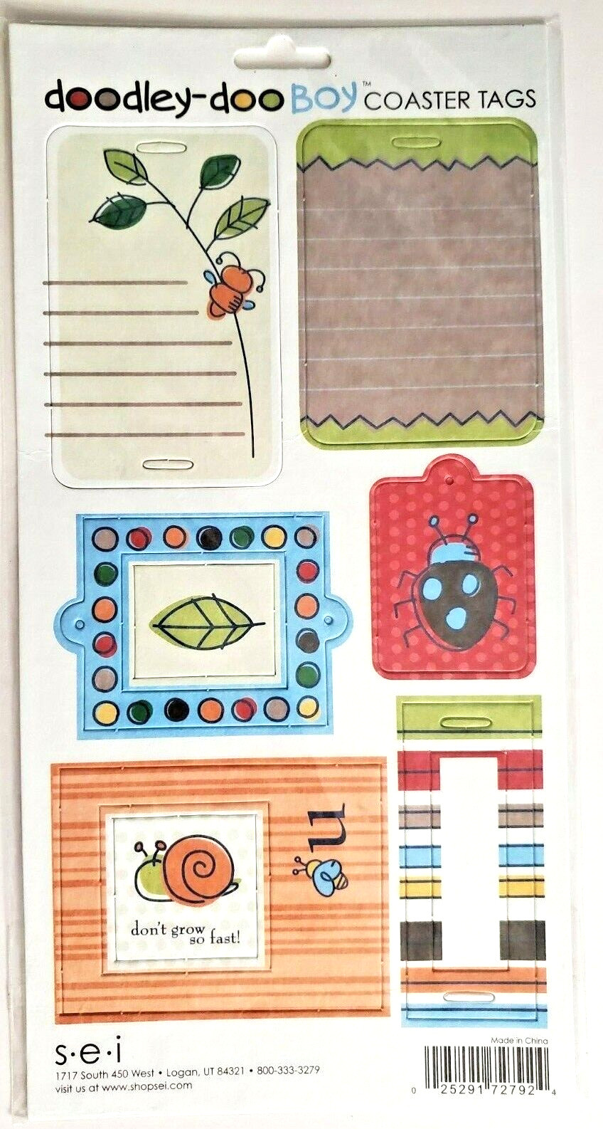 Boy Coaster Tags Don't Grow So Fast Journaling SEI Ephemera *Cut For Shipping