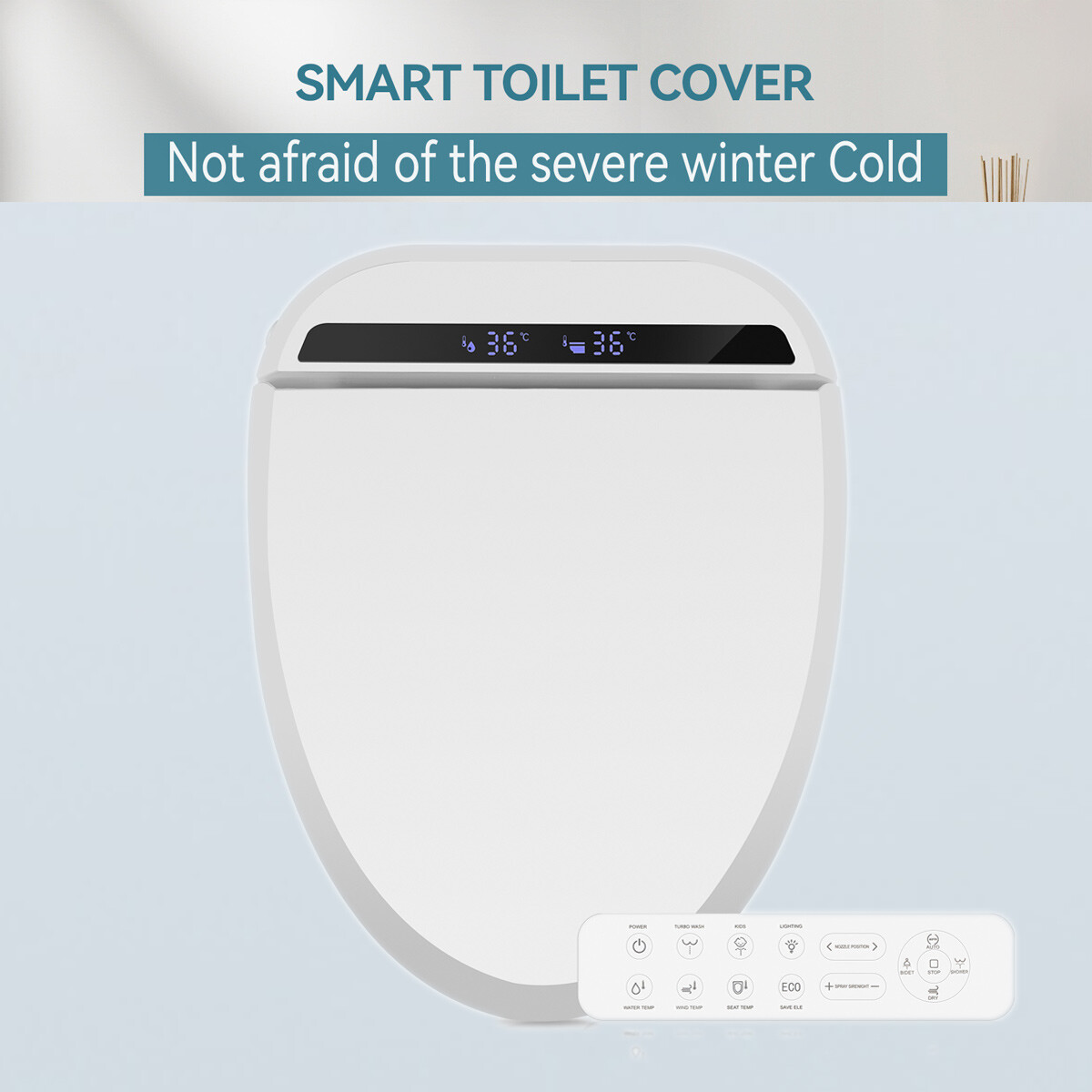 Elongated Bidet Electric Smart Toilet Seat White Wireless Remote Warm Seat NEW