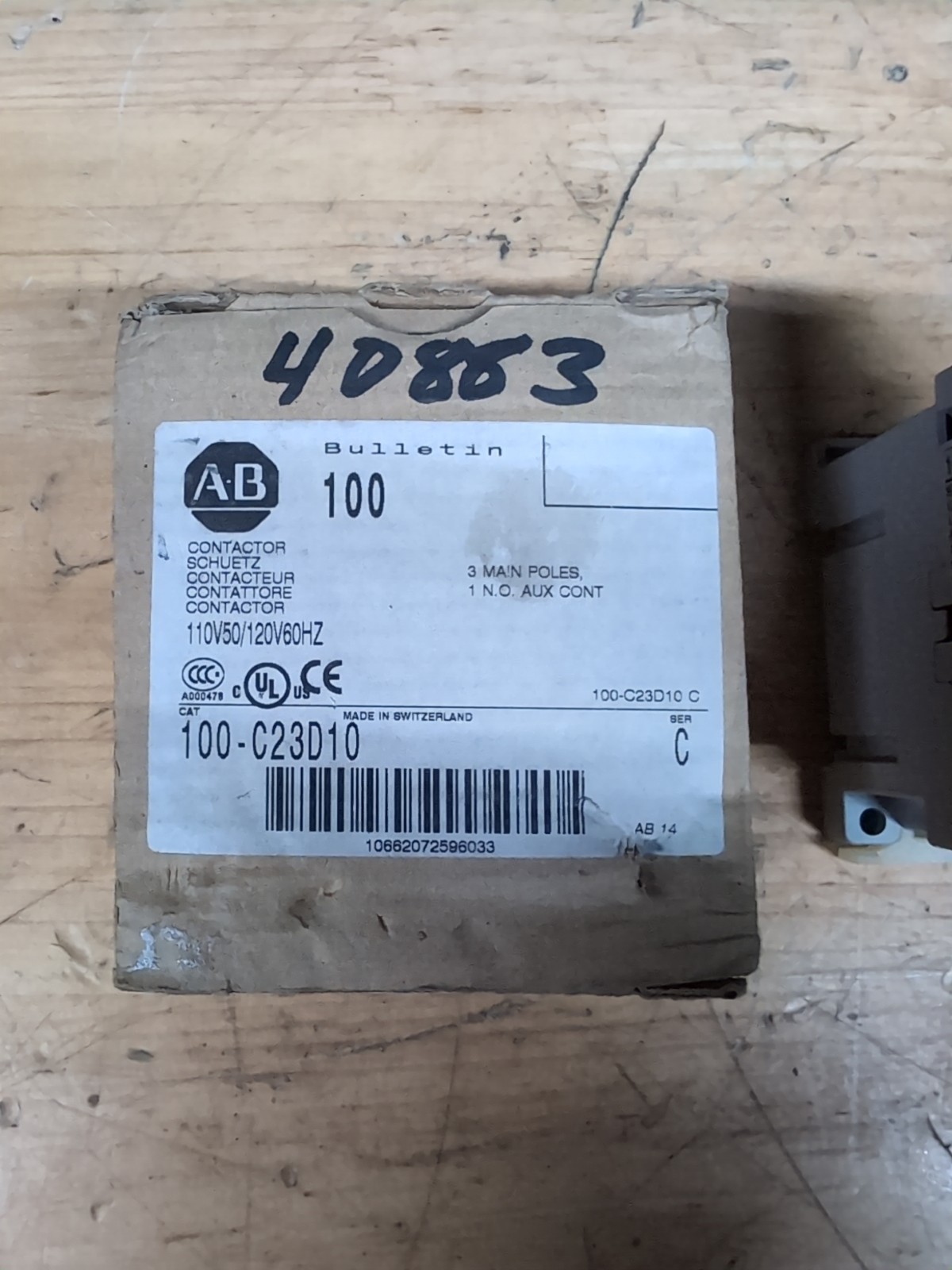 Allen-Bradley 100-C23D10 /C IEC Contactor, 110/120 VAC, 3-P, 23A New USA STOCK