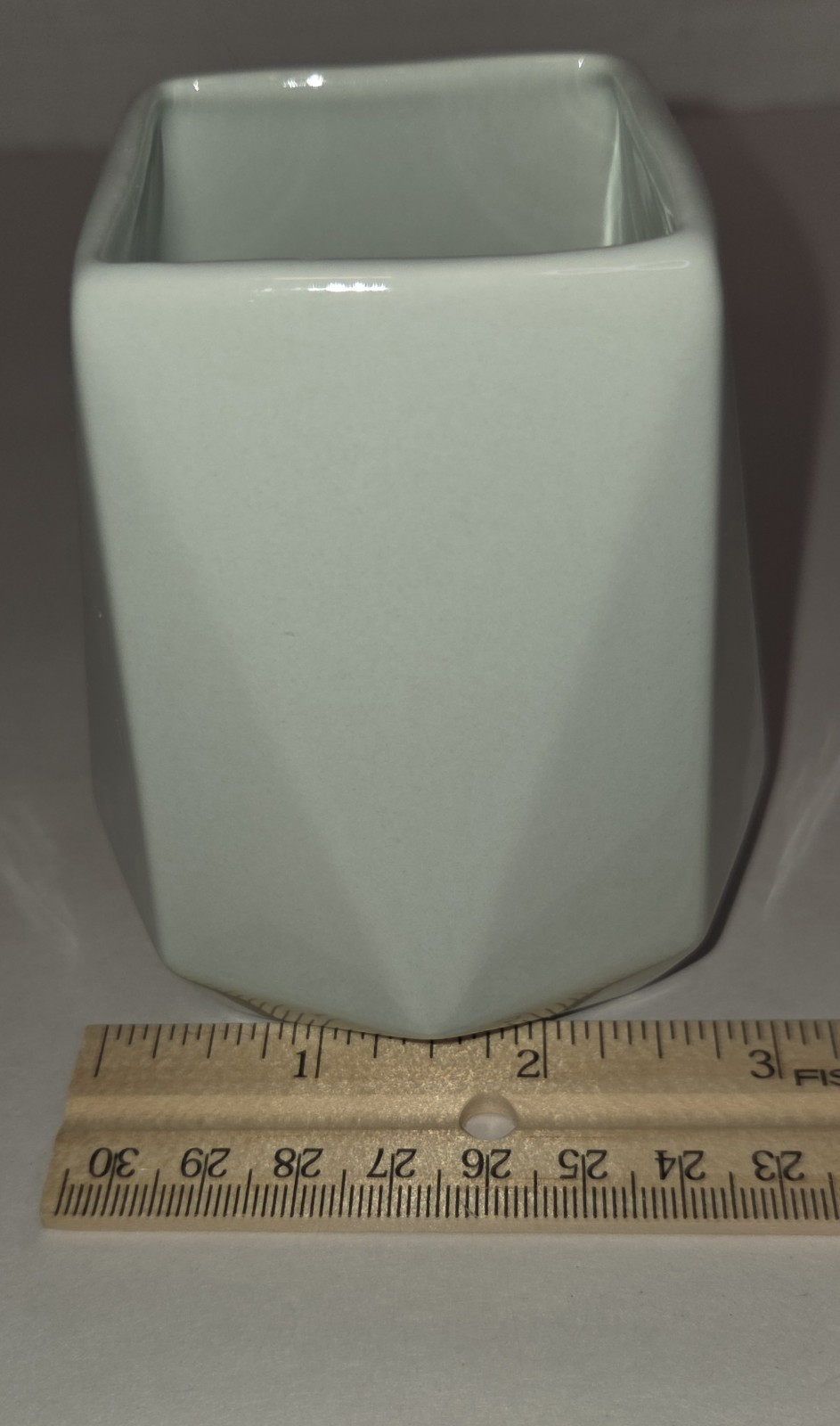 West Elm Faceted Vase Planter Small Water Street Ceramic Pale Blue