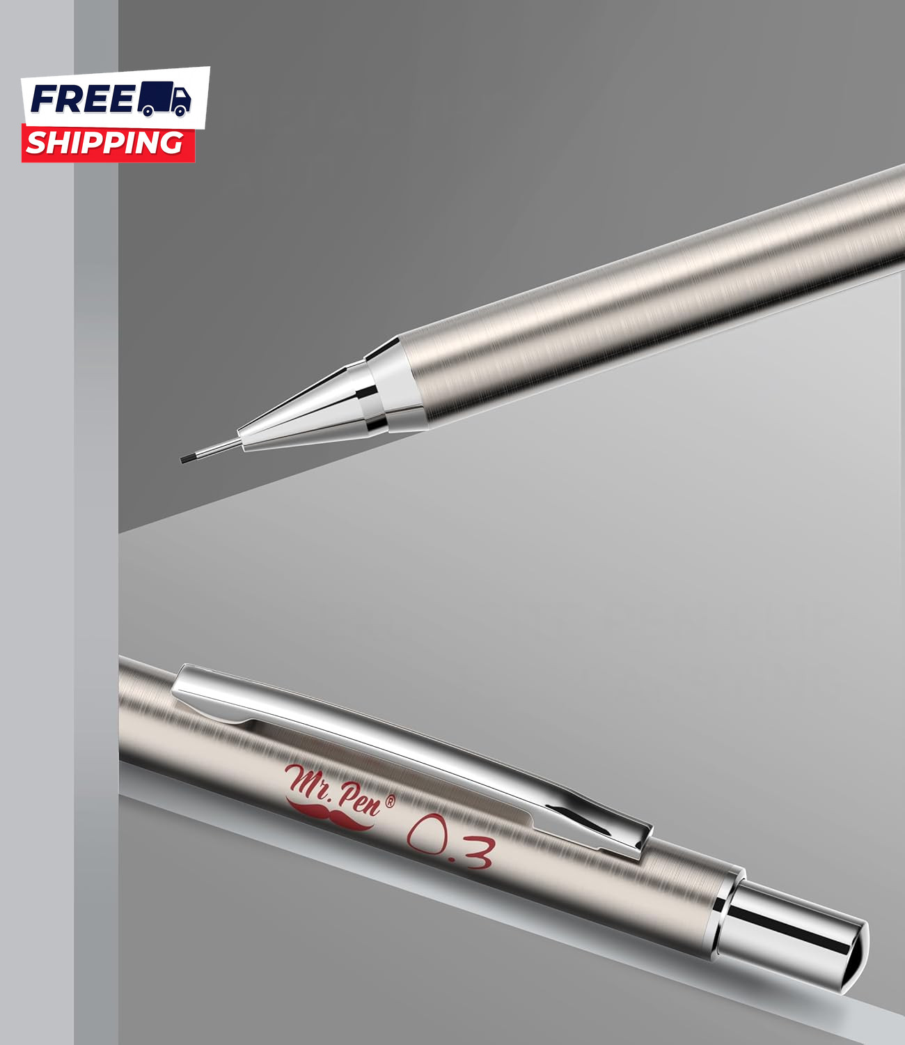 Metal Mechanical Pencils 0.3Mm 2 Pack Pencil Mechanical Lead Pencil Metal